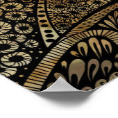 抽象芸術の日の出の山々と川 ポスター (角)