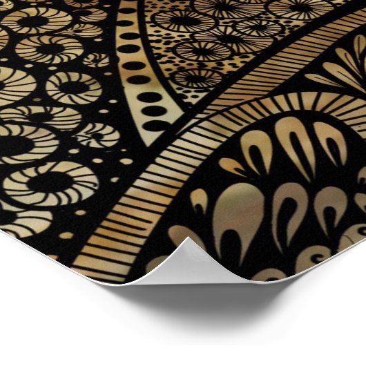 抽象芸術の日の出の山々と川 ポスター (角)