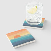 抽象芸術の日の出 ストーンコースター (横)