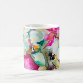 抽象芸術の明るい色の装飾的な背景。フロ コーヒーマグカップ (中央)