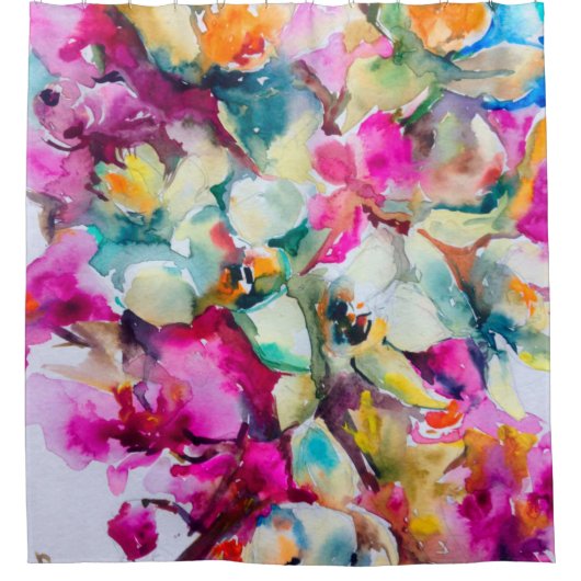 抽象芸術の明るい色の装飾背景。フロー シャワーカーテン (正面)