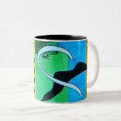 抽象芸術の明るい青 ツートーンマグカップ (正面右)
