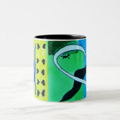 抽象芸術の明るい青 ツートーンマグカップ (中央)