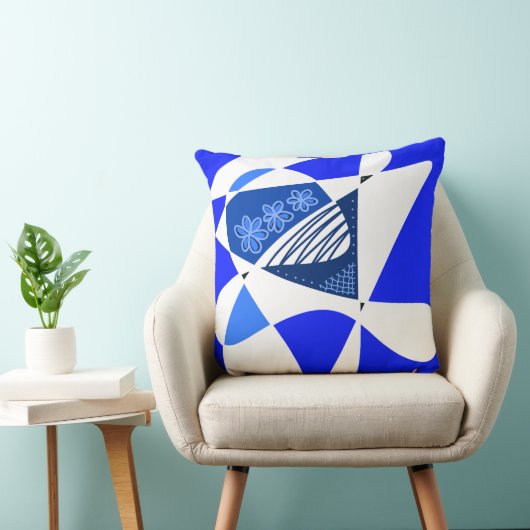 抽象芸術の星とストライプ：青い白 クッション (椅子)