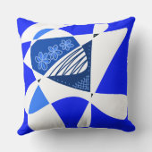 抽象芸術の星とストライプ：青い白 クッション (裏面)