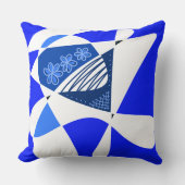 抽象芸術の星とストライプ：青い白 クッション (正面)