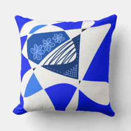 抽象芸術の星とストライプ：青い白 クッション