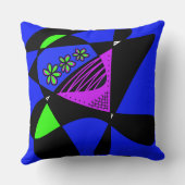 抽象芸術の星とストライプ:青マゼンタ緑 クッション (裏面)