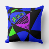 抽象芸術の星とストライプ:青マゼンタ緑 クッション (正面)