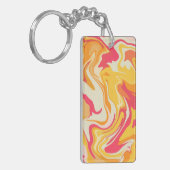 抽象芸術の暖かいトーンでの旋回デザイン キーホルダー (正面左)