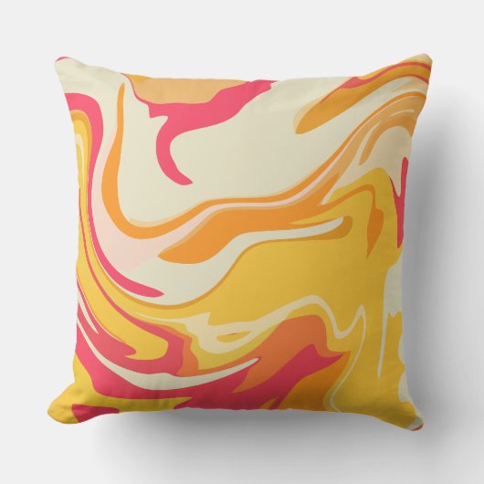 抽象芸術の暖かいトーンでの旋回デザイン クッション (正面)