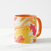 抽象芸術の暖かいトーンでの旋回デザイン マグカップ (正面右)