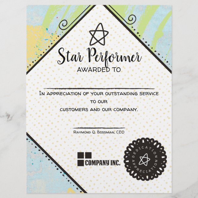 抽象芸術の最高出演者の社員賞受賞 (正面)