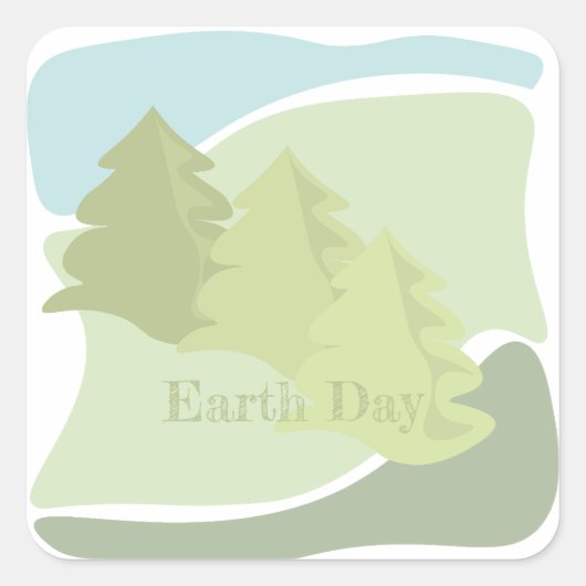 抽象芸術の木々と空の自然の風景 スクエアシール (正面)