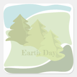 抽象芸術の木々と空の自然の風景 スクエアシール