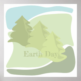 抽象芸術の木々と空の自然の風景 ポスター