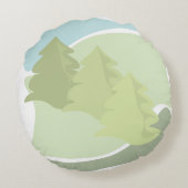 抽象芸術の木々と空の自然の風景 ラウンドクッション (裏面)