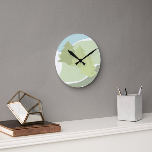 抽象芸術の木々と空の自然の風景 ラウンド壁時計 (オフィス)