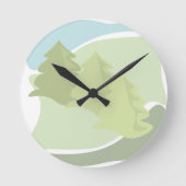 抽象芸術の木々と空の自然の風景 ラウンド壁時計 (正面)