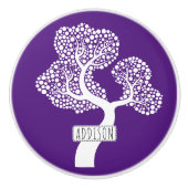 抽象芸術の木で丸と名前は紫王室の色 セラミックノブ (正面)