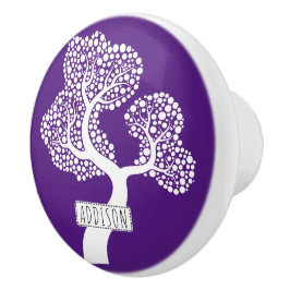 抽象芸術の木で丸と名前は紫王室の色 セラミックノブ