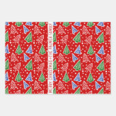 抽象芸術の木とリボン赤い休日 ラッピングペーパーシート (正面)