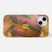 抽象芸術の木と絵を描の質感 iPhone 15ケース (裏面横)