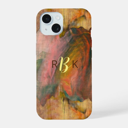 抽象芸術の木と絵を描の質感 iPhone 15ケース (裏面)