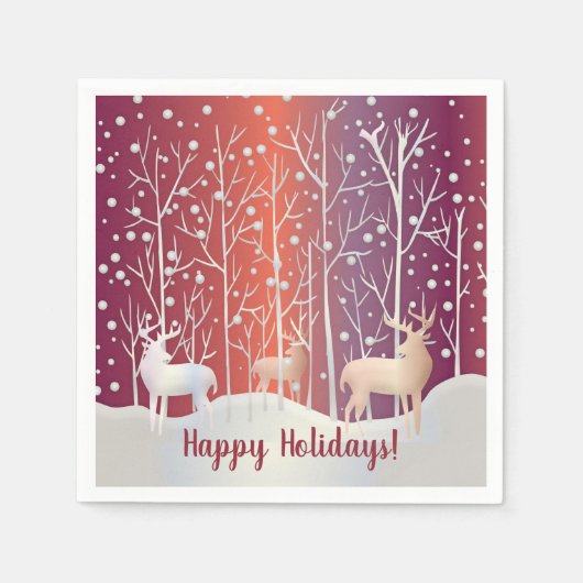 抽象芸術の木と雪 スタンダードカクテルナプキン (正面)