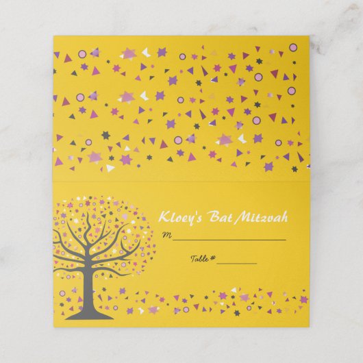抽象芸術の木のライフバルミツワー座席エスコート プレイスカード (外部開封)