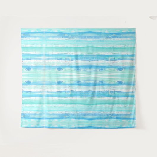 抽象芸術の木の幹をパステルアクアとブルー タペストリー (正面(横))