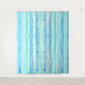 抽象芸術の木の幹をパステルアクアとブルー タペストリー (正面)