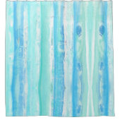 抽象芸術の木の幹(青とアクアブレンド) シャワーカーテン (正面)