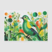 抽象芸術の木の枝に立つ鳥 薄葉紙 (正面)