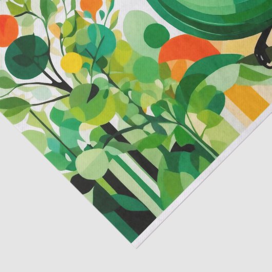 抽象芸術の木の枝に立つ鳥 薄葉紙 (詳細)