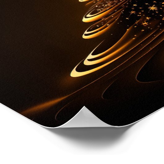 抽象芸術の木は金色の線で作られた ポスター (角)