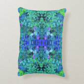 抽象芸術の木目と青葉の模様 アクセントクッション (裏面(縦))