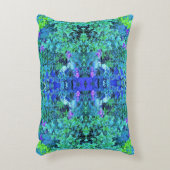 抽象芸術の木目と青葉の模様 アクセントクッション (正面(垂直))