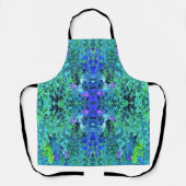 抽象芸術の木目と青葉の模様 エプロン (正面)