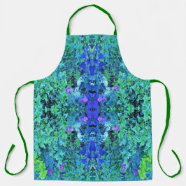 抽象芸術の木目と青葉の模様 エプロン
