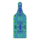 抽象芸術の木目と青葉の模様 カッティングボード (正面)