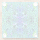 抽象芸術の木目と青葉の模様 ガラスコースター (裏面)