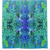 抽象芸術の木目と青葉の模様 シャワーカーテン (正面)