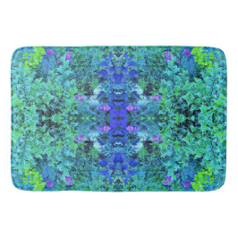 抽象芸術の木目と青葉の模様 バスマット