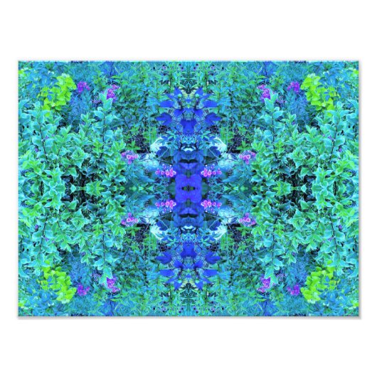 抽象芸術の木目と青葉の模様 フォトプリント            (正面)