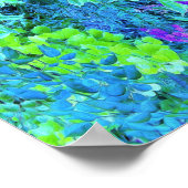 抽象芸術の木目と青葉の模様 ポスター (角)