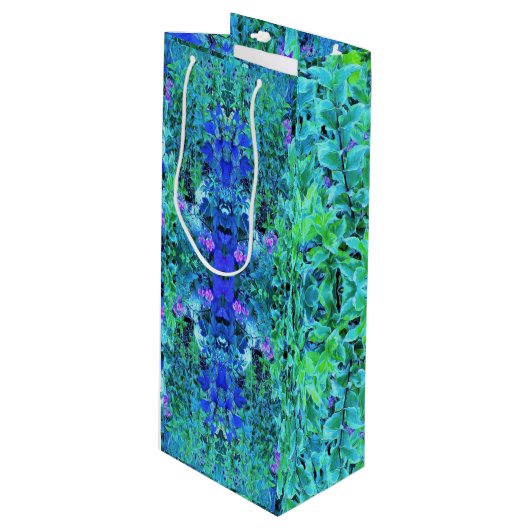 抽象芸術の木目と青葉の模様 ワインギフトバッグ (正面アングル)