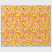 抽象芸術の果実ボホモダンピンクイエロー ラッピングペーパー (フラット)