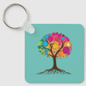 抽象芸術の根とカラフル葉木。 キーホルダー (正面)
