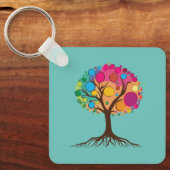 抽象芸術の根とカラフル葉木。 キーホルダー (正面)
